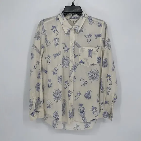 Lucky Brand Women's Coastal Printed Vacation Button Down Shirt Size Small NWT - Picture 2 of 9